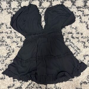 Black Ruffled Mini Dress